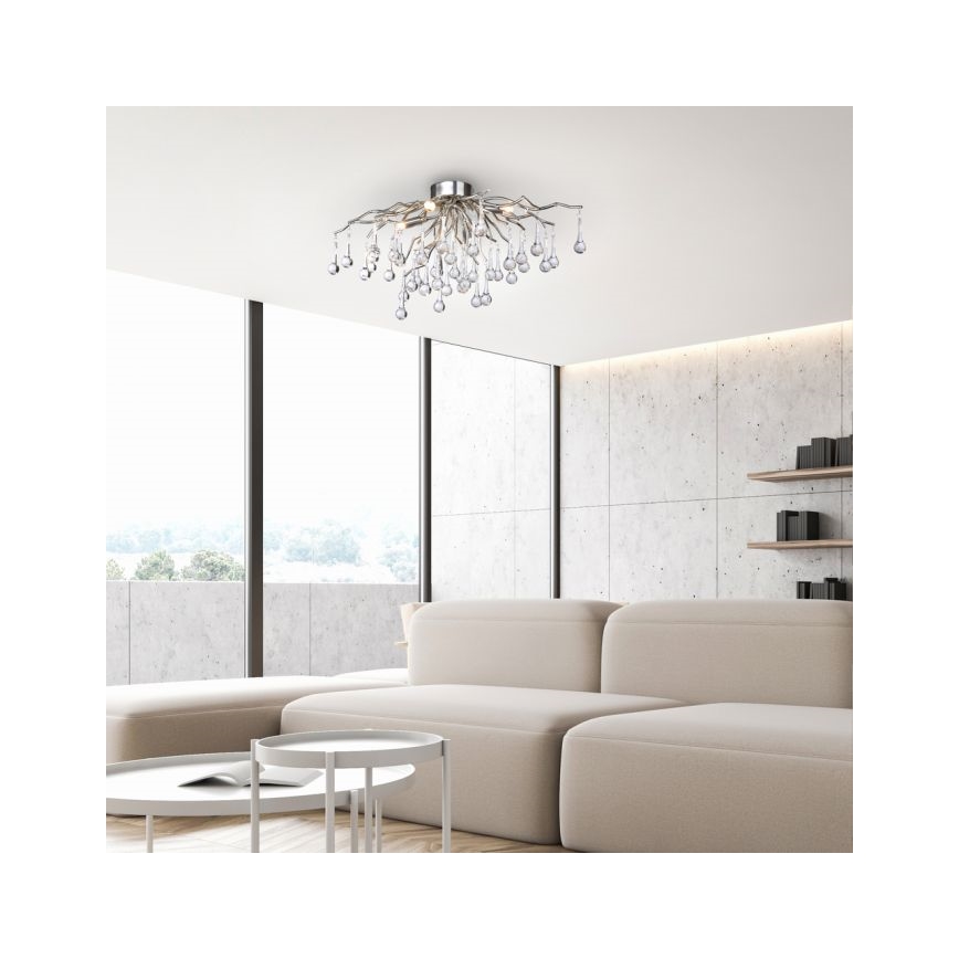 Paul Neuhaus 8090-55 - Kiinteä kattokruunu ICICLE 4xG9/40W/230V 30x60 cm kiiltävä kromi