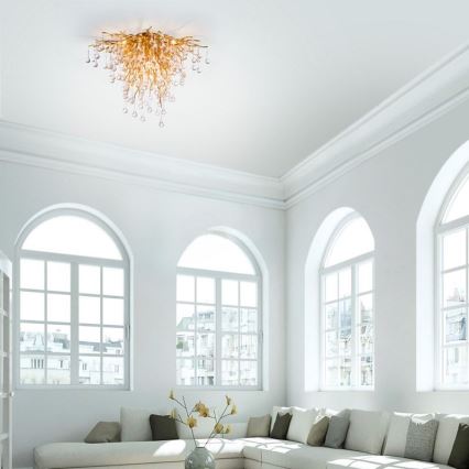 Paul Neuhaus 8091-11 - Kiinteä kattokruunu ICICLE 9xG9/40W/230V halkaisija 50 cm messinki