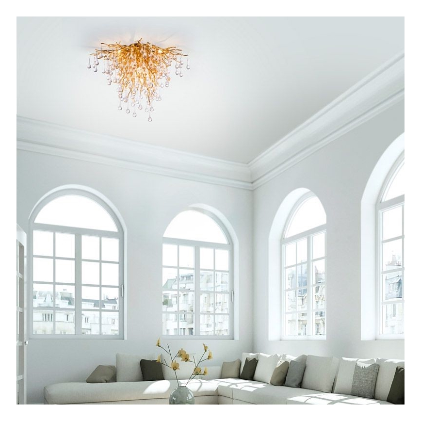 Paul Neuhaus 8091-11 - Kiinteä kattokruunu ICICLE 9xG9/40W/230V halkaisija 50 cm messinki