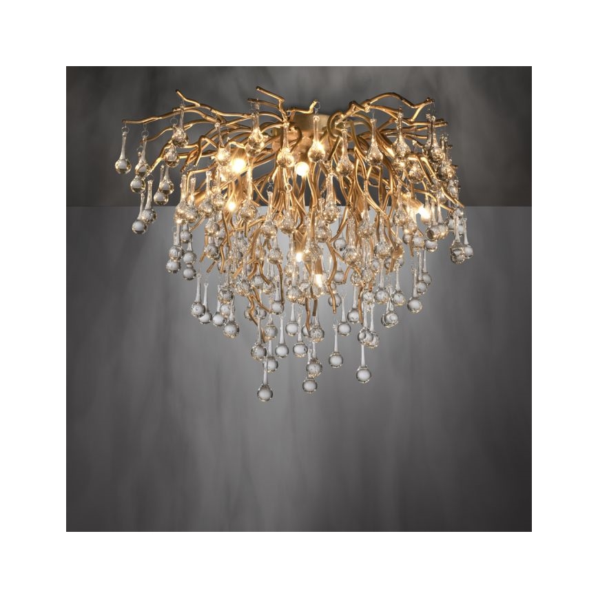 Paul Neuhaus 8091-11 - Kiinteä kattokruunu ICICLE 9xG9/40W/230V halkaisija 50 cm messinki