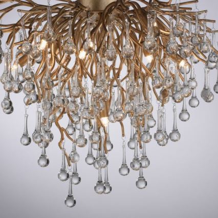 Paul Neuhaus 8091-11 - Kiinteä kattokruunu ICICLE 9xG9/40W/230V halkaisija 50 cm messinki