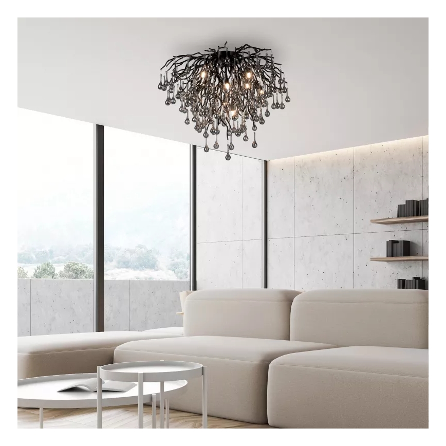 Paul Neuhaus 8091-18 - Pinta-asennettava kattovalaisin ICICLE 9xG9/40W/230V halkaisija 50 cm musta