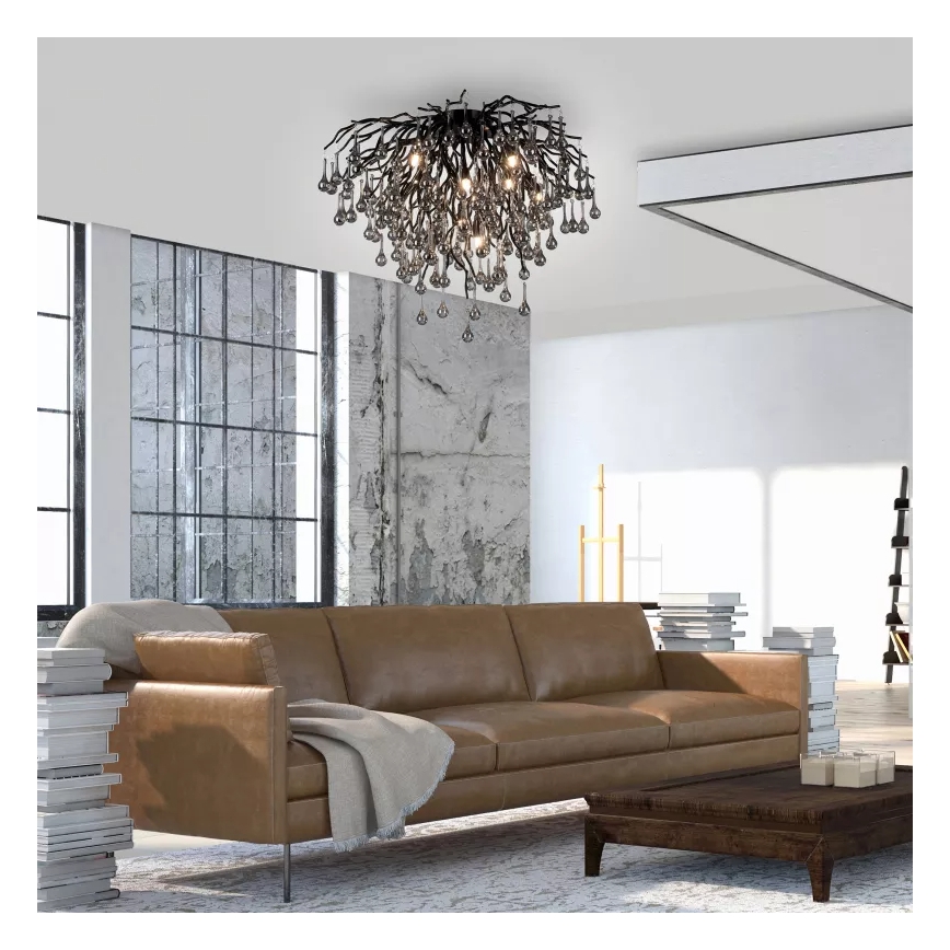 Paul Neuhaus 8091-18 - Pinta-asennettava kattovalaisin ICICLE 9xG9/40W/230V halkaisija 50 cm musta