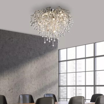 Paul Neuhaus 8091-55 - Kiinteä kattokruunu ICICLE 9xG9/40W/230V halkaisija 50 cm kiiltävä kromi