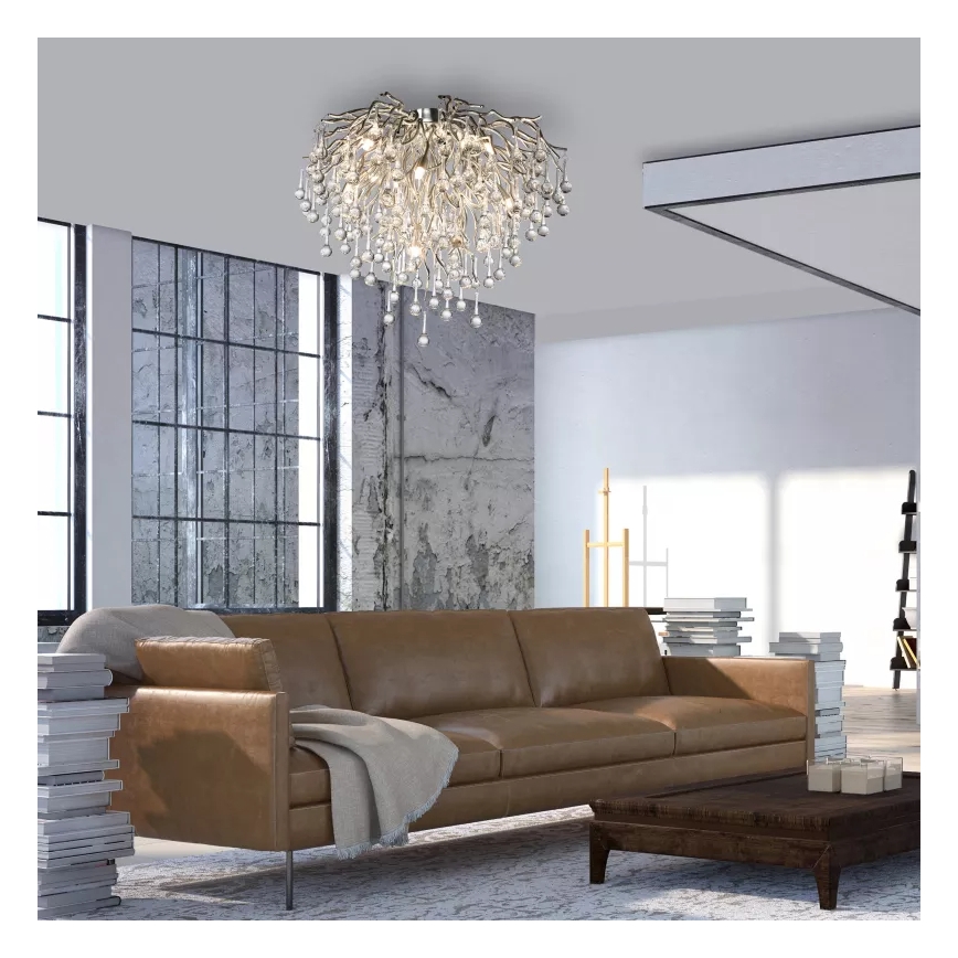 Paul Neuhaus 8091-55 - Kiinteä kattokruunu ICICLE 9xG9/40W/230V halkaisija 50 cm kiiltävä kromi