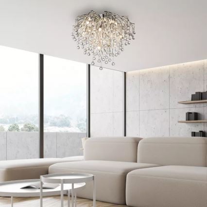 Paul Neuhaus 8091-55 - Kiinteä kattokruunu ICICLE 9xG9/40W/230V halkaisija 50 cm kiiltävä kromi