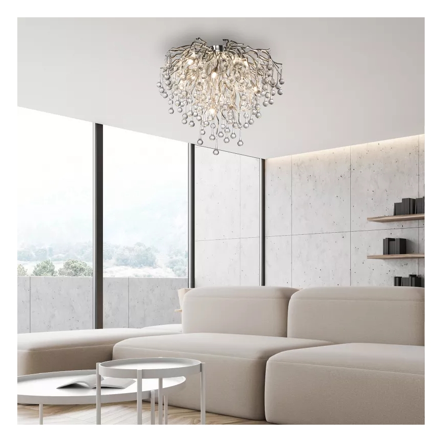 Paul Neuhaus 8091-55 - Kiinteä kattokruunu ICICLE 9xG9/40W/230V halkaisija 50 cm kiiltävä kromi