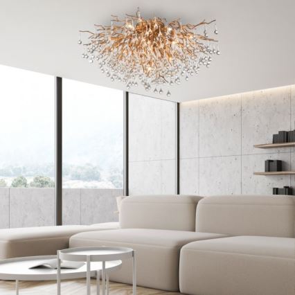 Paul Neuhaus 8092-11 - Kiinteä kattokruunu ICICLE 14xG9/40W/230V halkaisija 100 cm messinki