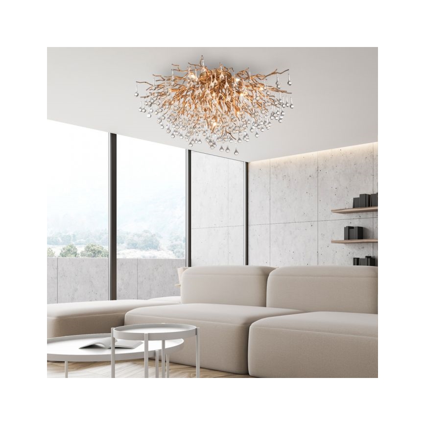 Paul Neuhaus 8092-11 - Kiinteä kattokruunu ICICLE 14xG9/40W/230V halkaisija 100 cm messinki