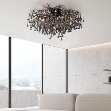 Paul Neuhaus 8092-18 - Pintakiinnitteinen kattokruunu ICICLE 14xG9/40W/230V halkaisija 100 cm musta