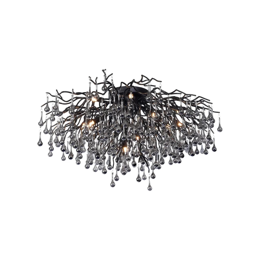 Paul Neuhaus 8092-18 - Pintakiinnitteinen kattokruunu ICICLE 14xG9/40W/230V halkaisija 100 cm musta