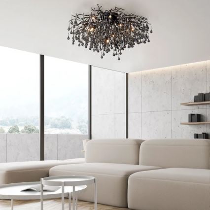 Paul Neuhaus 8092-18 - Pintakiinnitteinen kattokruunu ICICLE 14xG9/40W/230V halkaisija 100 cm musta