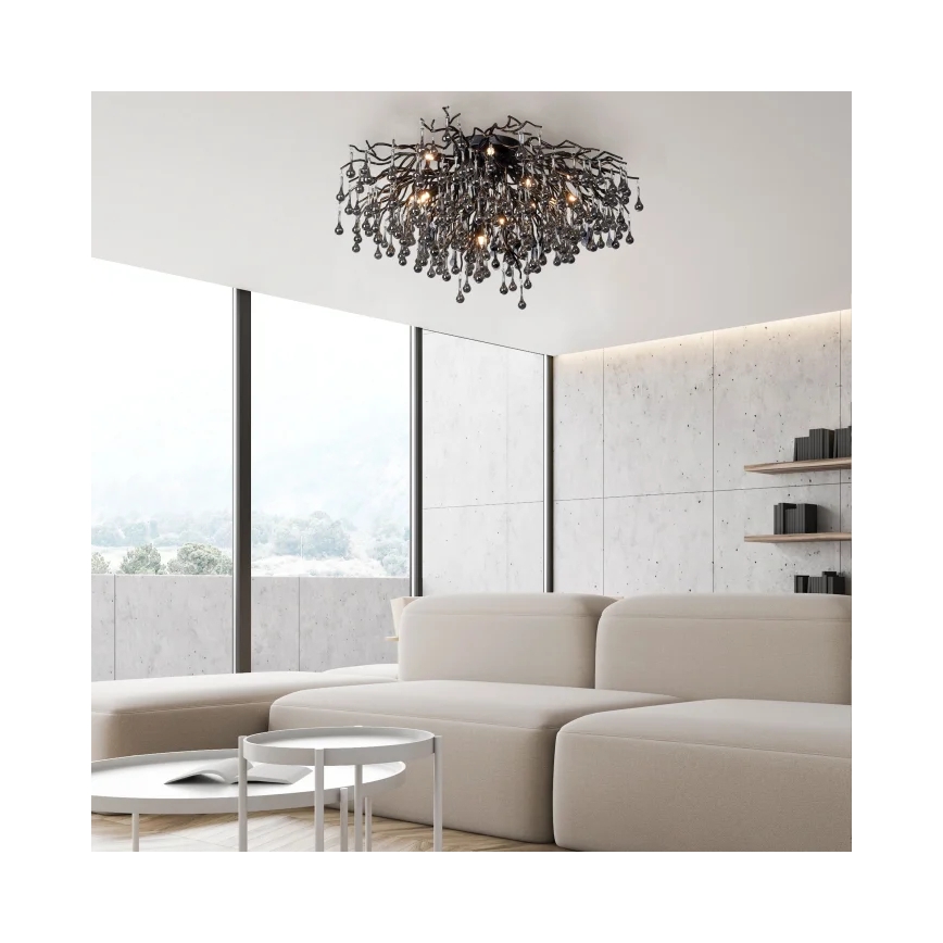 Paul Neuhaus 8092-18 - Pintakiinnitteinen kattokruunu ICICLE 14xG9/40W/230V halkaisija 100 cm musta