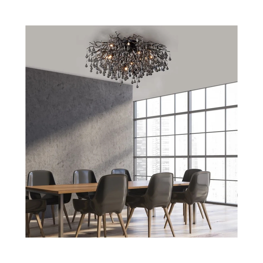 Paul Neuhaus 8092-18 - Pintakiinnitteinen kattokruunu ICICLE 14xG9/40W/230V halkaisija 100 cm musta