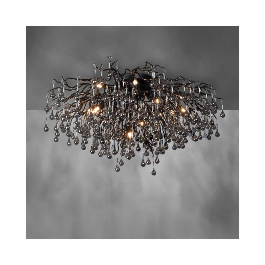 Paul Neuhaus 8092-18 - Pintakiinnitteinen kattokruunu ICICLE 14xG9/40W/230V halkaisija 100 cm musta