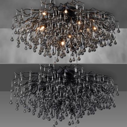 Paul Neuhaus 8092-18 - Pintakiinnitteinen kattokruunu ICICLE 14xG9/40W/230V halkaisija 100 cm musta