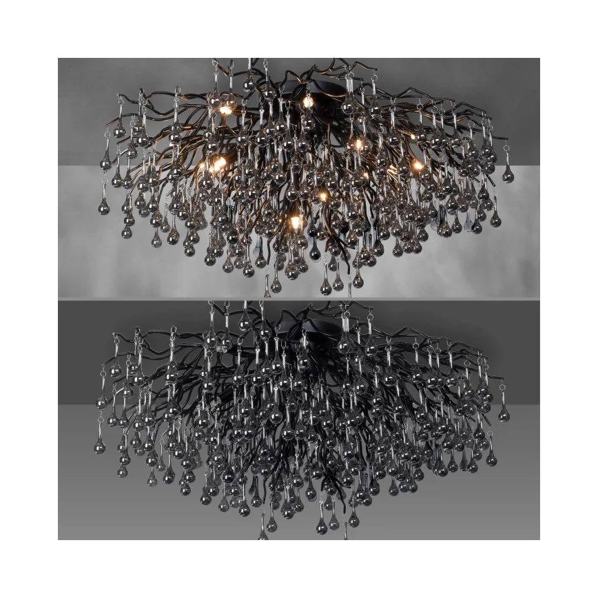 Paul Neuhaus 8092-18 - Pintakiinnitteinen kattokruunu ICICLE 14xG9/40W/230V halkaisija 100 cm musta