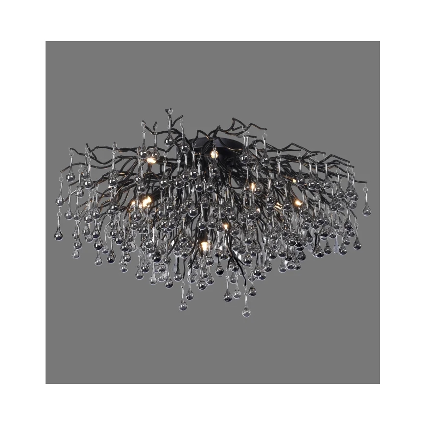 Paul Neuhaus 8092-18 - Pintakiinnitteinen kattokruunu ICICLE 14xG9/40W/230V halkaisija 100 cm musta