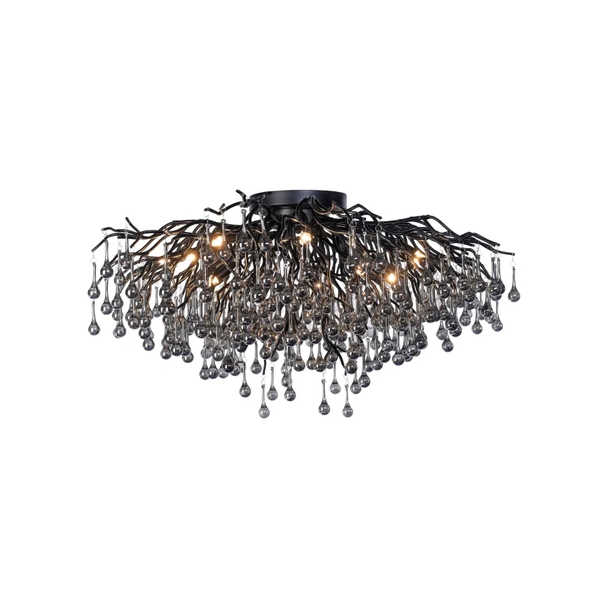 Paul Neuhaus 8092-18 - Pintakiinnitteinen kattokruunu ICICLE 14xG9/40W/230V halkaisija 100 cm musta