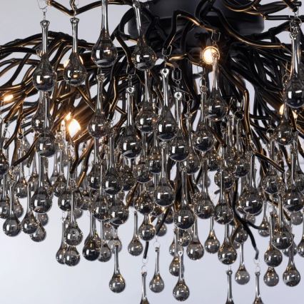 Paul Neuhaus 8092-18 - Pintakiinnitteinen kattokruunu ICICLE 14xG9/40W/230V halkaisija 100 cm musta