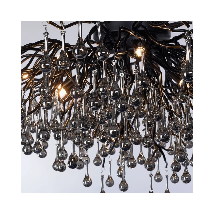 Paul Neuhaus 8092-18 - Pintakiinnitteinen kattokruunu ICICLE 14xG9/40W/230V halkaisija 100 cm musta