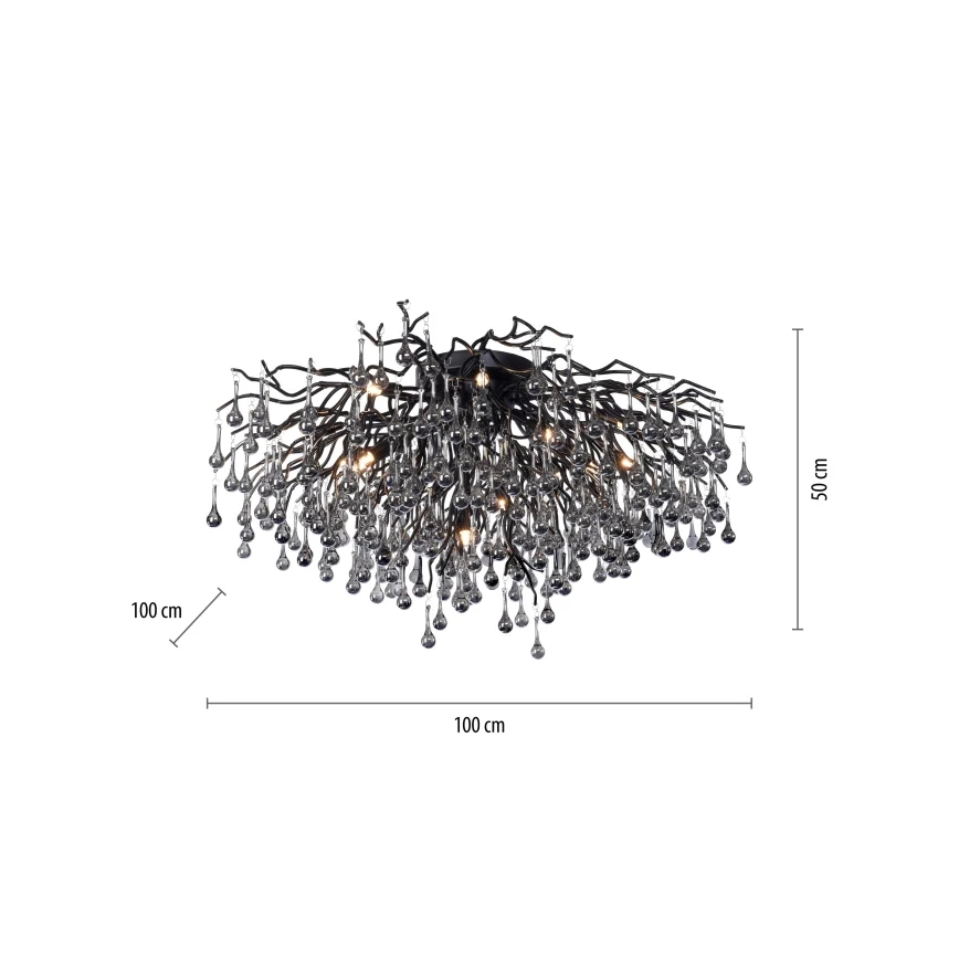 Paul Neuhaus 8092-18 - Pintakiinnitteinen kattokruunu ICICLE 14xG9/40W/230V halkaisija 100 cm musta