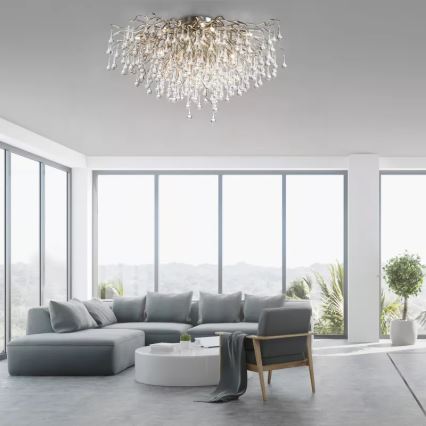 Paul Neuhaus 8092-55 - Pinta-asennettava kattovalaisin ICICLE 14xG9/40W/230V halkaisija 100 cm kiiltävä kromi