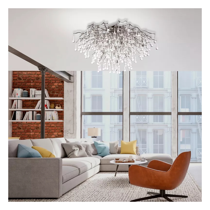 Paul Neuhaus 8092-55 - Pinta-asennettava kattovalaisin ICICLE 14xG9/40W/230V halkaisija 100 cm kiiltävä kromi