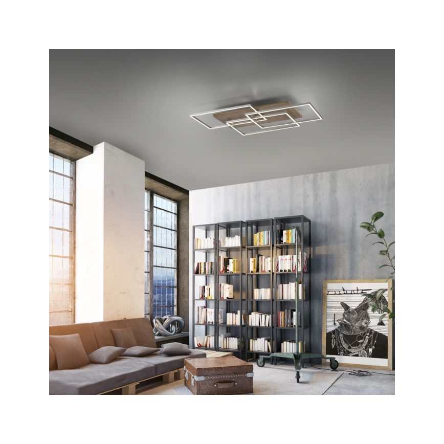 Paul Neuhaus 8330-79 - LED-himmennyskattokruunu PALMA 3xLED/12W/230V mänty + kauko-ohjaus