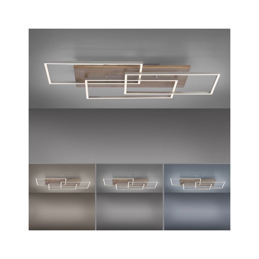 Paul Neuhaus 8330-79 - LED-himmennyskattokruunu PALMA 3xLED/12W/230V mänty + kauko-ohjaus