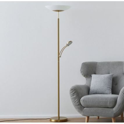 Paul Neuhaus - 655-60 - Himmennettävä LED-lattiavalaisin ALFRED 1xLED/28W/230V+1xLED/4W/230V messinki