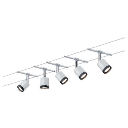 Paulmann 3981 - SETTI 5xLED/4W Täydellinen vaijerijärjestelmä TUBE 230V mattakromi/musta
