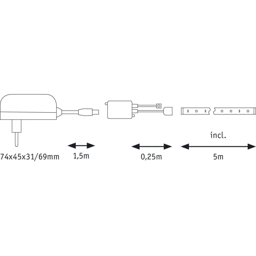 Paulmann 70480 - LED RGBW/16,5W Himmennettävä nauha DIGITAL 5 m 230V + kauko-ohjaus