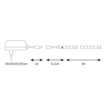 Paulmann 70513 - LED RGB / 10W himmennettävä nauha yksinkertainen 5m 230V + RC