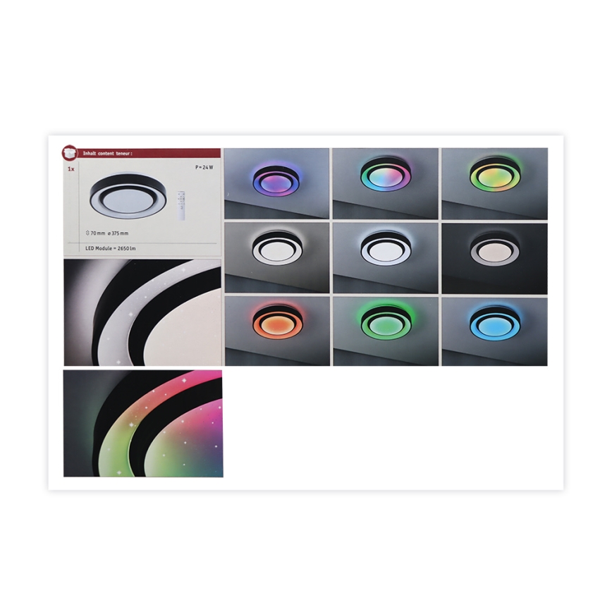 Paulmann 70544 - LED RGBW/22W Himmennettävä kattovalo RAINBOW 230V 3000-6500K + kauko-ohjain