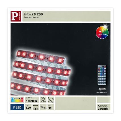 Paulmann 70587 - LED RGB/20W himmennettävä nauha MAXLED 1,5m 230V + kaukosäädin