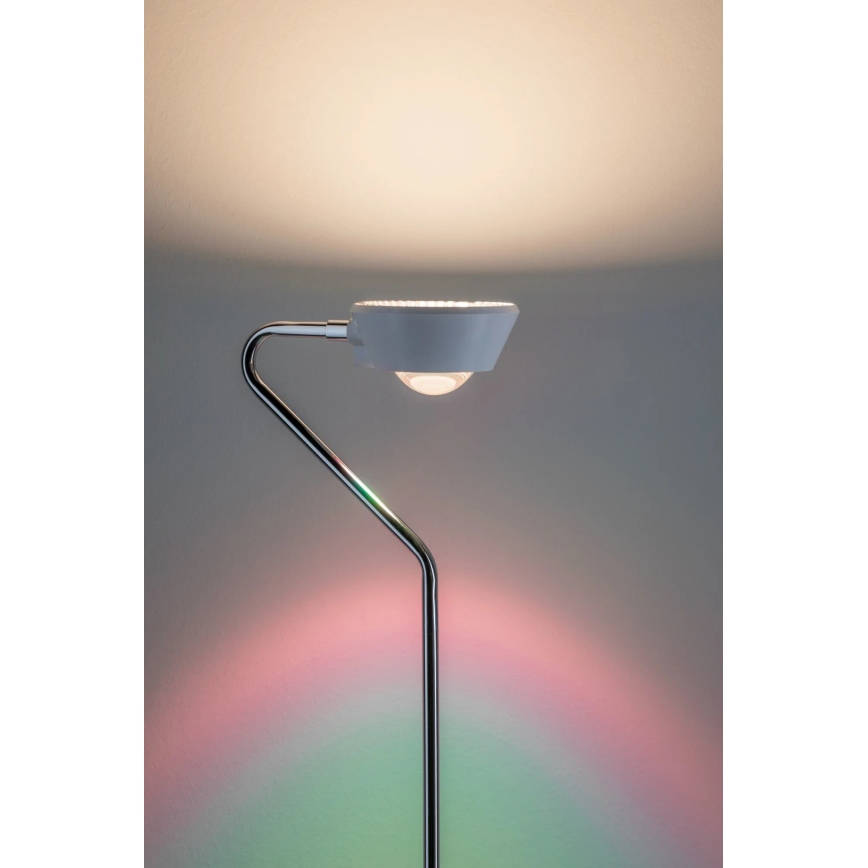 Paulmann 70920 - LED/7,5W Himmennettävä lattiavalaisin RAMOS 230V valkoinen/kiiltävä kromipinta