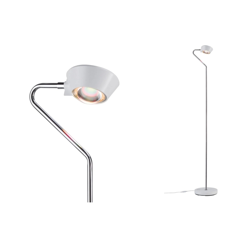 Paulmann 70920 - LED/7,5W Himmennettävä lattiavalaisin RAMOS 230V valkoinen/kiiltävä kromipinta