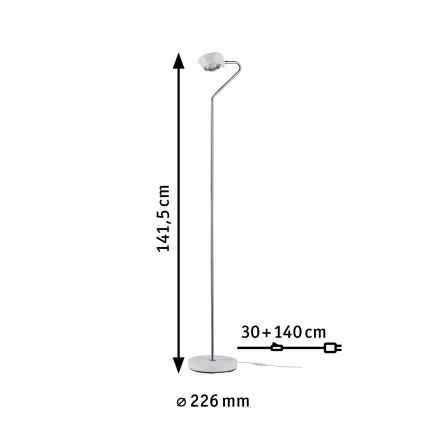 Paulmann 70920 - LED/7,5W Himmennettävä lattiavalaisin RAMOS 230V valkoinen/kiiltävä kromipinta