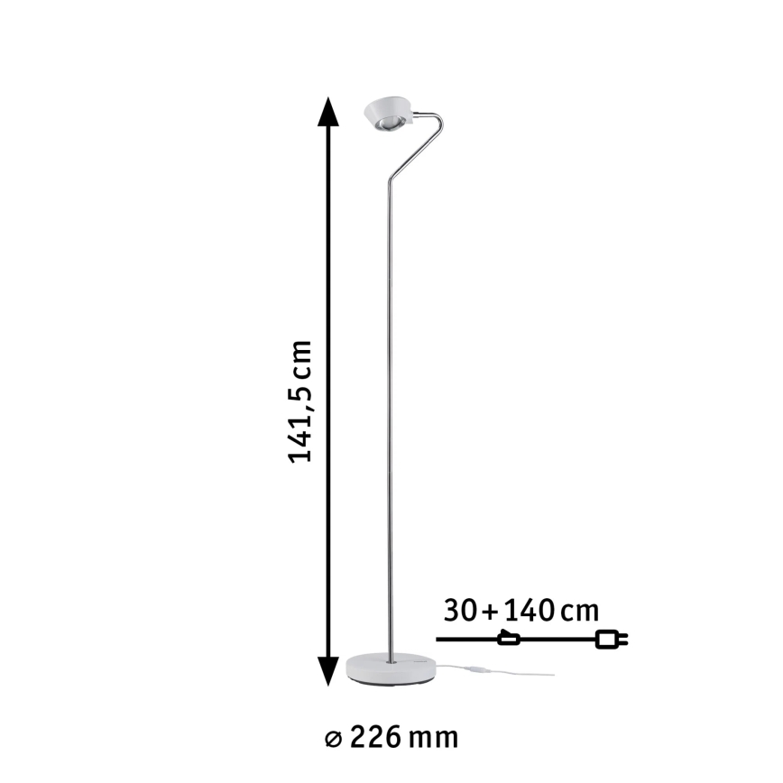 Paulmann 70920 - LED/7,5W Himmennettävä lattiavalaisin RAMOS 230V valkoinen/kiiltävä kromipinta
