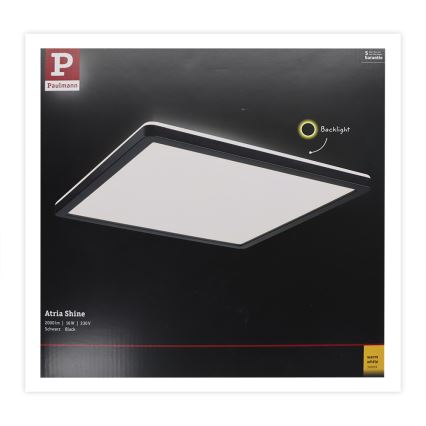 Paulmann 71001 - LED/16W Liitetty paneeli ATRIA 230V 3000K 29,3x29,3 cm musta