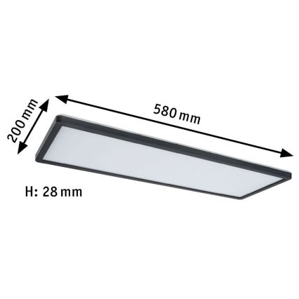 Paulmann 71003 - LED/22W Himmennyspaneeli ATRIA 230V 3000K 20x58 cm musta