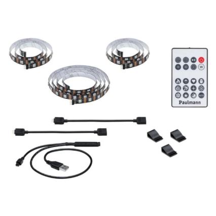 Paulmann 78880 - LED/3,5W RGB Himmennettävä nauha televisioon 2m ZOLL 5V + kauko-ohjaus