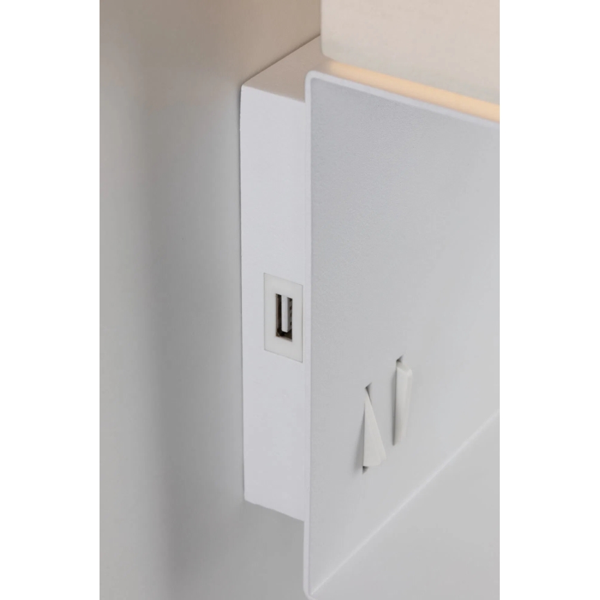 Paulmann 78913 - LED/2,5W + 1xE27/40W Seinävalaisin hyllyllä ja USB-portilla MERANI 230V valkoinen
