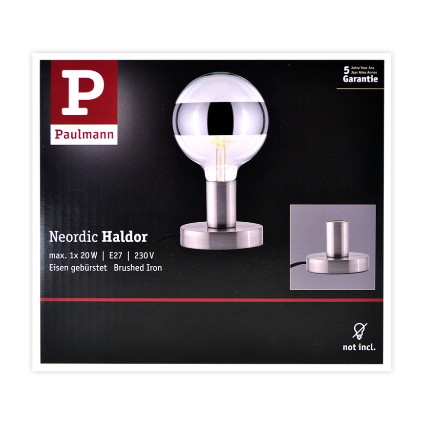 Paulmann 79759 - Pöytävalaisin HALDOR 1xE27/20W/230V