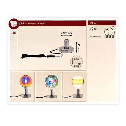 Paulmann 79759 - Pöytävalaisin HALDOR 1xE27/20W/230V