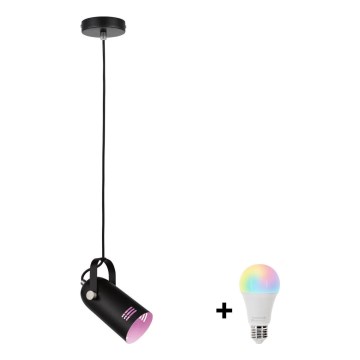 Paulmann 79766 - LAVEA LED RGBW riippuvalaisin vaijerilla, 1xE27/9W, 230V, musta