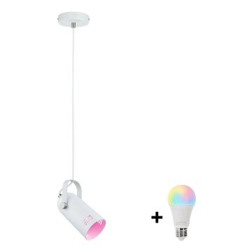 Paulmann 79767 - LAVEA LED RGBW riippuvalaisin kaapelilla 1xE27/9W 230V valkoinen