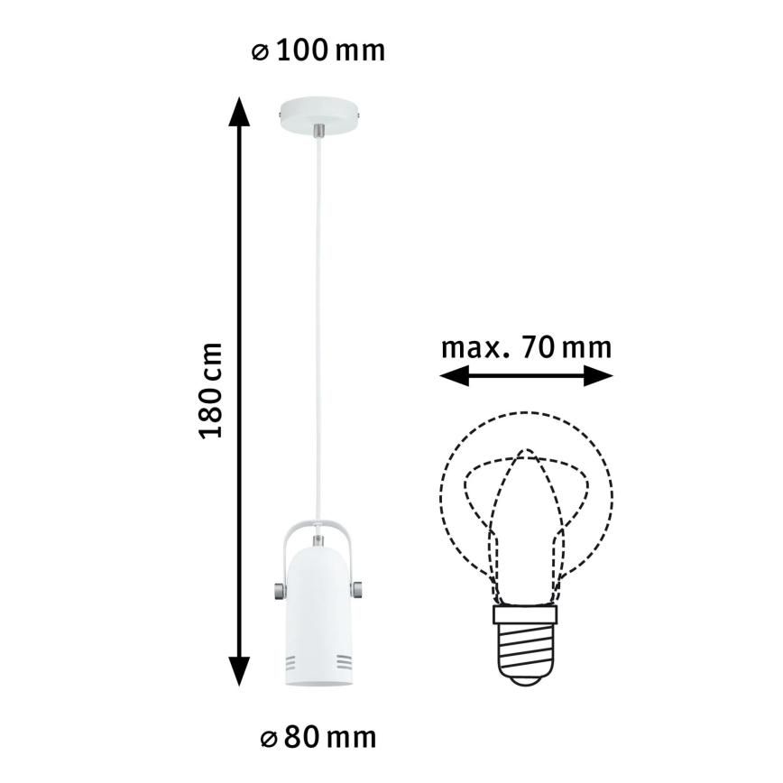Paulmann 79767 - LAVEA LED RGBW riippuvalaisin kaapelilla 1xE27/9W 230V valkoinen
