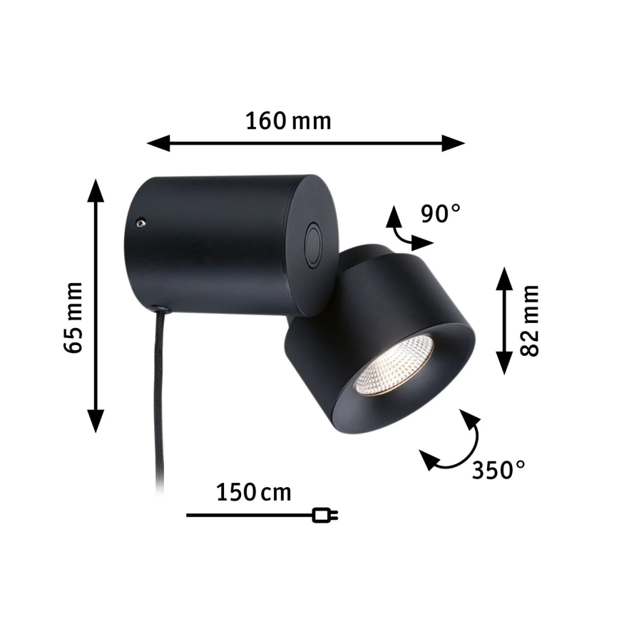 Paulmann 79776 - LED/3W Himmennettävä seinävalaisin 2in1 PURIC PANE 230V